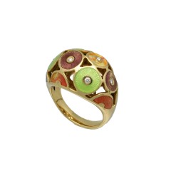 18 Krt. vintage ring 'Faberge' met emaille-briljant. Limited 3/500