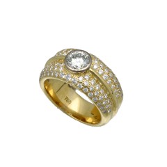 18 Krt Fantasie Briljant ring met Briljant.Totaal circa 2.25 Ct