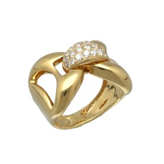 18Krt. gouden Strik ring gezet met Briljant 0.56Ct.