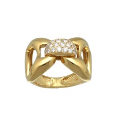 18Krt. gouden Strik ring gezet met Briljant 0.56Ct.