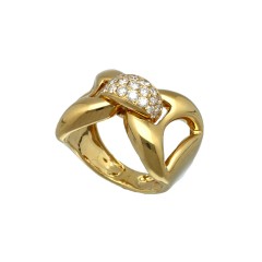 18Krt. gouden Strik ring gezet met Briljant 0.56Ct.