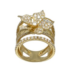 18Krt gouden 'Flower' ring gezet met Briljant 2.18Ct. 