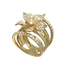 18Krt gouden 'Flower' ring gezet met Briljant 2.18Ct. 