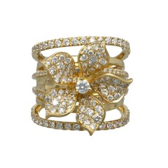 18Krt gouden 'Flower' ring gezet met Briljant 2.18Ct. 