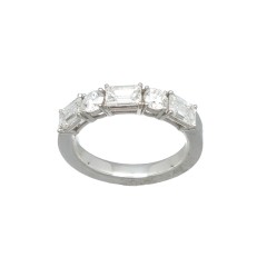 Witgouden Alliance ring met Baguette en Briljant. ca. 1.75 Ct