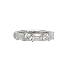 Witgouden Alliance ring met Baguette en Briljant. ca. 1.75 Ct