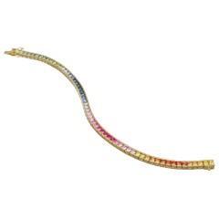 18 krt Geelgouden Multi-Color Saffieren Armband