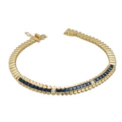 18 krt gouden Armband met Blauwe Saffier en Diamant.