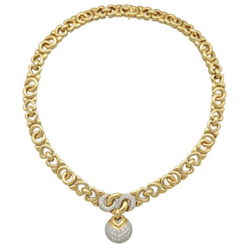 18 krt Geelgoud Fantasie collier met Briljant 1.00Ct