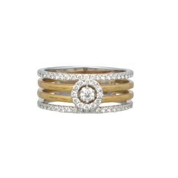 Bi-Color Gouden Entourage ring met Briljant.
