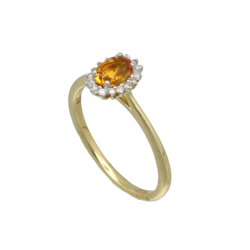 9 Krt Entourage ring met Citrien en Briljant