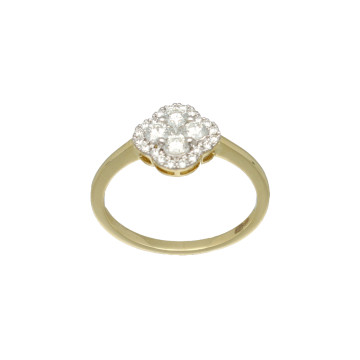 14 Krt. ring Klaver met Briljant 0.50Ct. 