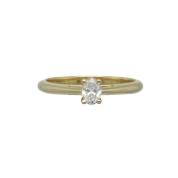 14 Krt. gouden Solitaire ring GIA Ovale Briljant 0.30Ct.