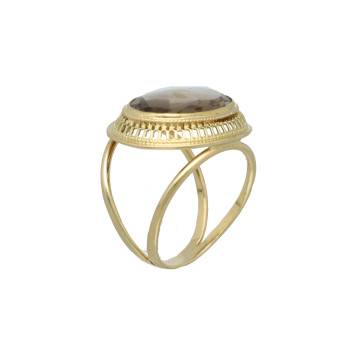 14 Krt gouden ring met Rook Topaas