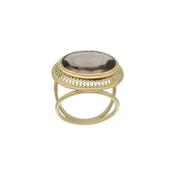 14 Krt gouden ring met Rook Topaas