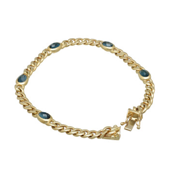 14 krt massief gouden gourmet armband met London Blue Topaas