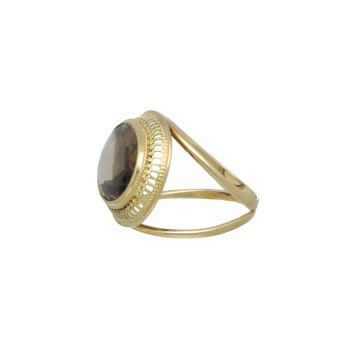 14 Krt gouden ring met Rook Topaas