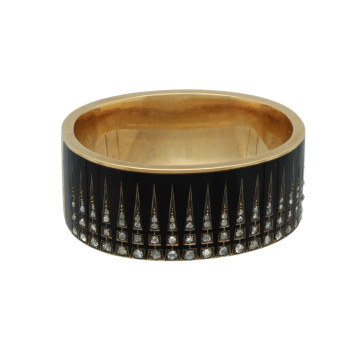 Antiek Gouden  Armband met Roos Diamant en Emaille.