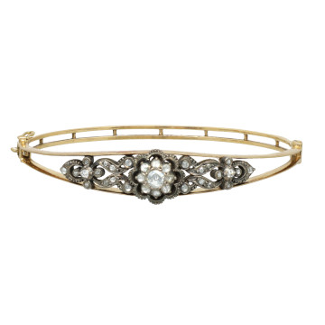 Antiek Gouden Armband met Roos Diamant