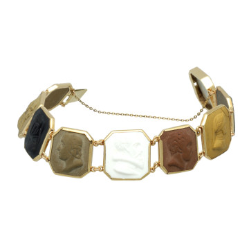 Antiek Gouden Lava Camee Armband