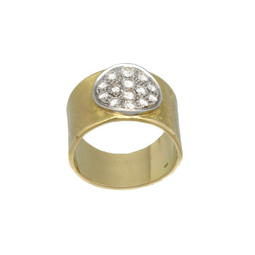 18 Krt gehamerde ring met Briljanten 0.50 Ct