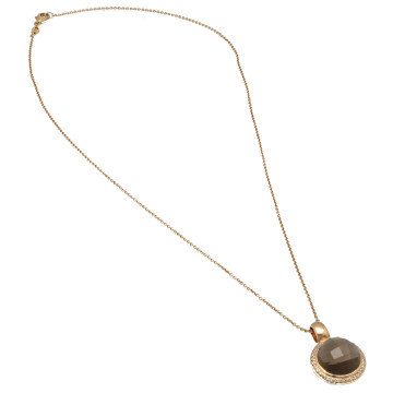 14 Krt. Rose Goud Collier met Rookkwarts/ Diamant
