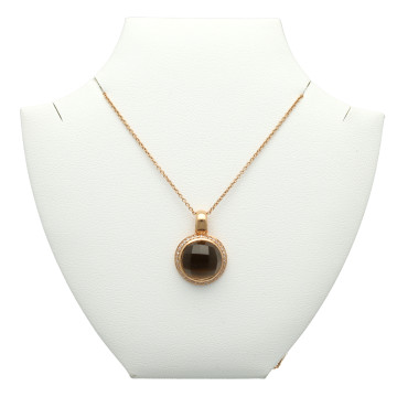 14 Krt. Rose Goud Collier met Rookkwarts/ Diamant