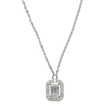 Witgouden  collier met Diamant 0.17 Ct