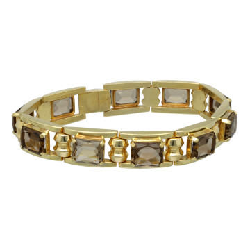 Vintage Gouden Armband bezet met Rookkwarts