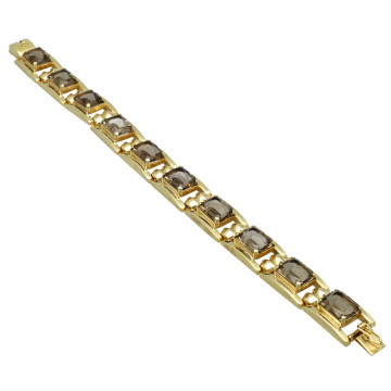 Vintage Gouden Armband bezet met Rookkwarts