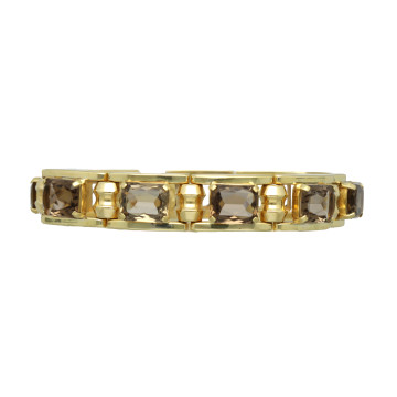 Vintage Gouden Armband bezet met Rookkwarts