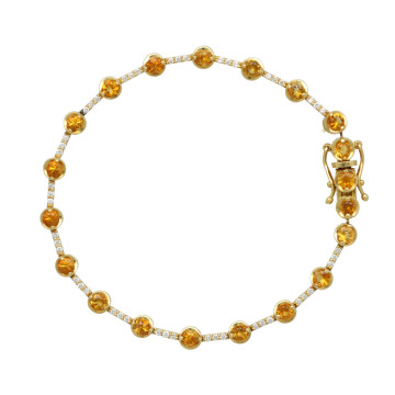 18 Krt  Armband met Citrien en Diamant 0.35 Ct