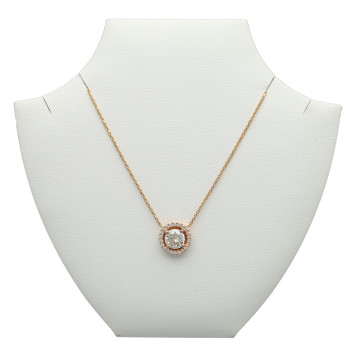 18 Krt Rose Gouden Collier met Briljant Hanger 0.93 Ct