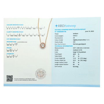 18 Krt Rose Gouden Collier met Briljant Hanger 0.93 Ct