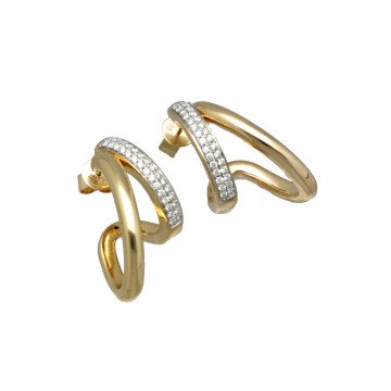 14 Krt. fantasie oorbellen met Briljant 0.46 ct
