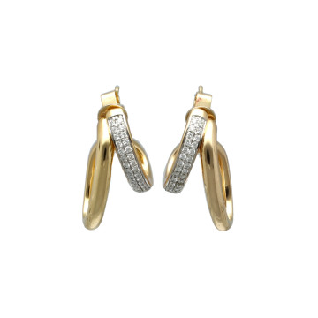 14 Krt. fantasie oorbellen met Briljant 0.46 ct