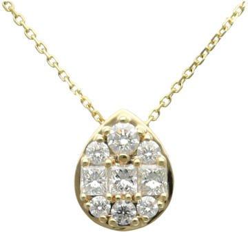 14 Krt.Collier met peervormige briljanthanger