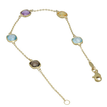14 Krt. Armband met natuurlijke kleurstenen