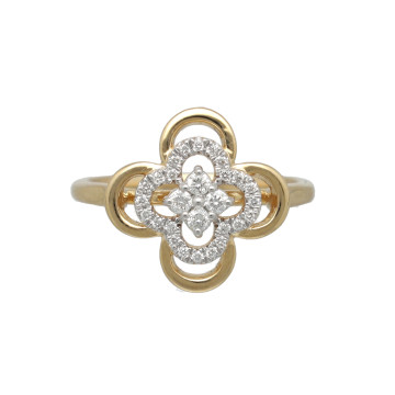 Geelgouden ring klaver met diamant