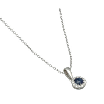 Witgouden Collier met Saffier en Diamant