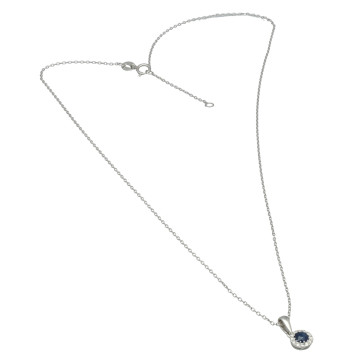 Witgouden Collier met Saffier en Diamant