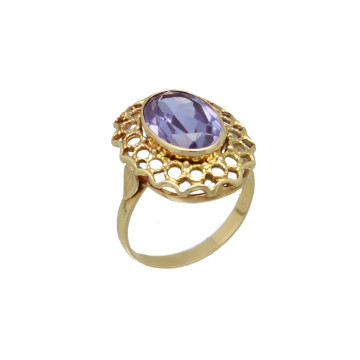 Geelgouden ring met Amethist