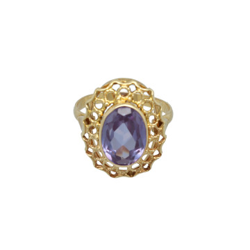 Geelgouden ring met Amethist