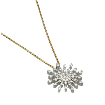 Geelgouden collier stervorm met diamant