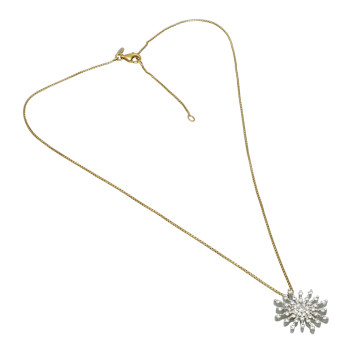 Geelgouden collier stervorm met diamant