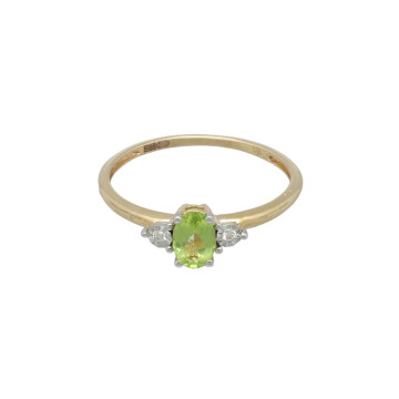 Geelgouden ring met diamant en peridot