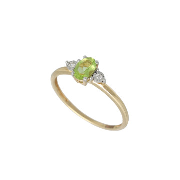 Geelgouden ring met diamant en peridot