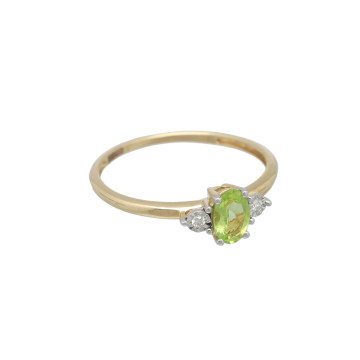 Geelgouden ring met diamant en peridot