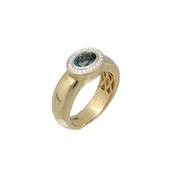 Geelgouden Ring met Topaas en Diamant