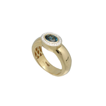 Geelgouden Ring met Topaas en Diamant